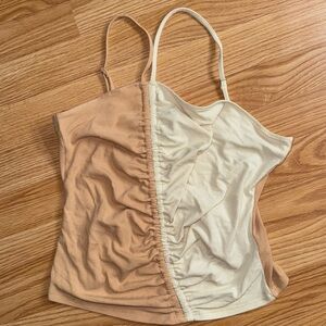 Anthropologie Dolan Two-Tone Crop Top in Cream and Tan